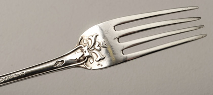 Rare Tudor Pattern Silver Child's Spoon and Fork - Diamond Registration Mark